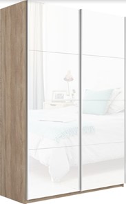 Шкаф двухдверный Прайм (Белое стекло/Белое стекло) 1400x570x2300, дуб сонома в Смоленске - предосмотр