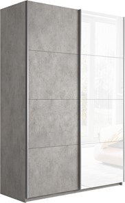 Шкаф 2-створчатый Прайм (ДСП/Белое стекло) 1200x570x2300, бетон в Смоленске - предосмотр