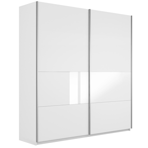 Шкаф 2-х створчатый Широкий Прайм (ДСП / Белое стекло) 2200x570x2300, Белый снег в Смоленске