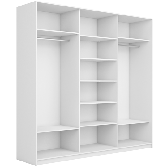 Шкаф 3-створчатый Широкий Прайм (2 Зеркала / Стекло белое) 2400x570x2300, Белый Снег в Смоленске - изображение 1