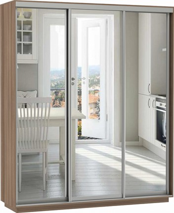 Шкаф 3-дверный Экспресс (3 зеркала) 1800х600х2200, шимо темный в Смоленске - изображение