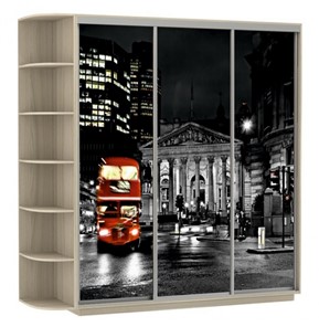 Шкаф 3-х створчатый Экспресс, со стеллажом, 2700х600х2200, Ночной Лондон/шимо светлый в Смоленске