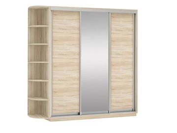 Шкаф 3-х створчатый Экспресс (ДСП/Зеркало/ДСП) со стеллажом, 2700х600х2400, дуб сонома в Смоленске