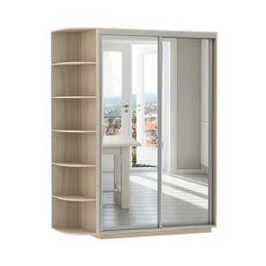Шкаф 2-дверный Экспресс (2 зеркала), со стеллажом 1700x600x2200, шимо светлый в Смоленске