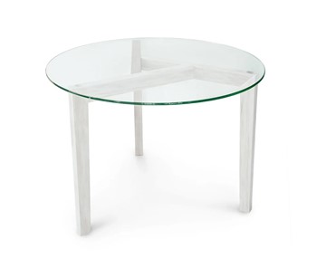 Круглый стол Оникс-7, Выбеленный дуб/Прозрачное стекло в Смоленске