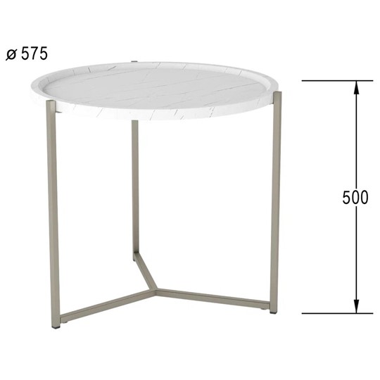 Круглый столик Бруно, белый мрамор/титан в Смоленске - изображение 5