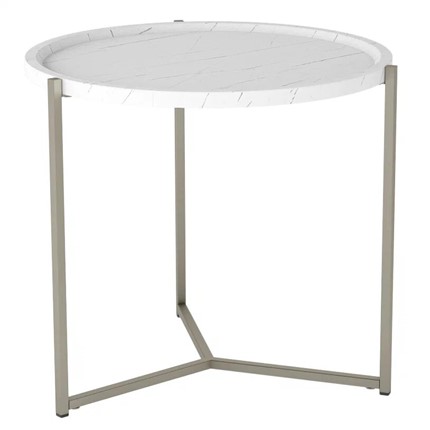Круглый столик Бруно, белый мрамор/титан в Смоленске - изображение