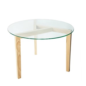 Круглый столик Оникс-7, Натуральный массив/Прозрачное стекло в Смоленске