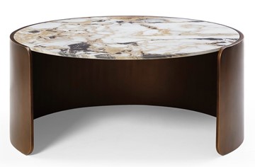 Стол круглый CT3095CL (D90) белая керамика /бронзовый в Смоленске - предосмотр