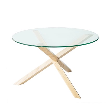 Круглый столик Оникс-3, Натуральный массив/Прозрачное стекло в Смоленске - изображение