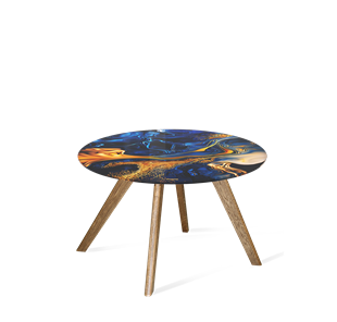 Круглый столик SHT-S39 / SHT-TT32 60 стекло/МДФ (синий сапфир/брашированный коричневый) в Смоленске
