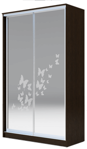 Шкаф 2-х створчатый 2300х1682х420 два зеркала, "Бабочки" ХИТ 23-4-17-66-05 Венге Аруба в Смоленске