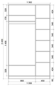 Шкаф 2-х дверный 2400х1362х620 с двумя зеркалами ХИТ 24-14-55 Венге Аруба в Смоленске - предосмотр 2