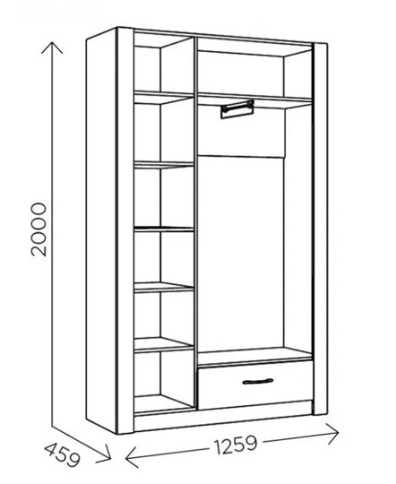 Шкаф гардеробный Ева 5 М2 дуб ирландский/белый матовый в Смоленске - изображение 2