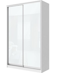 Шкаф 2-х створчатый Хит-22-14-22 с цветным стеклом, белое №10, Белый корпус в Смоленске