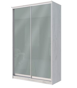 Шкаф двухдверный Хит-22-12-22 с цветным стеклом, средне-серый 074, Дуб крафт белый в Смоленске