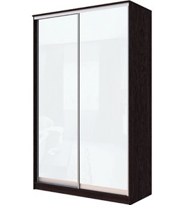 Шкаф 2-х створчатый Хит-22-4-14-22 с цветным стеклом, белое №10, Венге в Смоленске