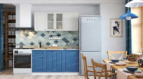 Модульный кухонный гарнитур Хозяюшка Магнолия-деним 1,5 м МДФ в Смоленске - изображение