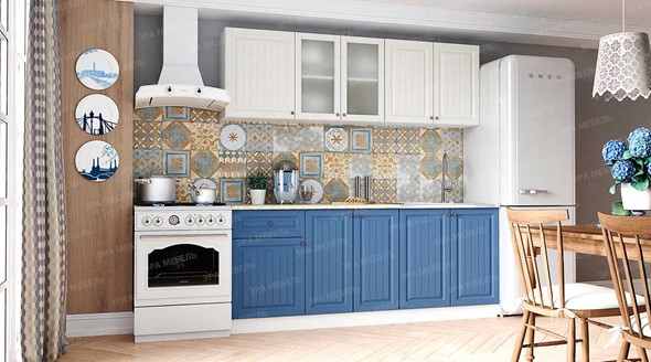 Модульный кухонный гарнитур Хозяюшка Магнолия-деним 2,0 м МДФ в Смоленске - изображение