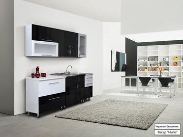 Кухонный гарнитур Мыло 224 2000х918, цвет Черный/Белый металлик в Смоленске