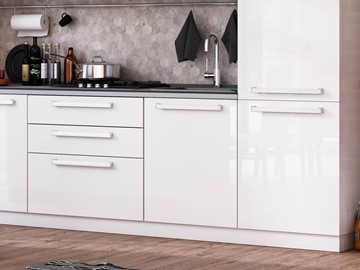 Модульный кухонный гарнитур Герда 2600 (Белый/Белый глянец) в Смоленске - предосмотр 6