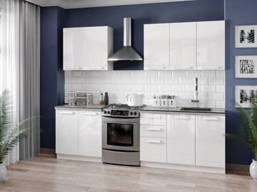 Модульный кухонный гарнитур Герда 2600 (Белый/Белый глянец) в Смоленске - предосмотр