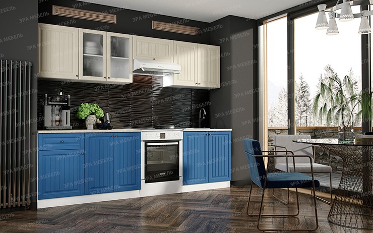 Модульный кухонный гарнитур Хозяюшка Магнолия-деним 2,0 м МДФ в Смоленске - изображение 2