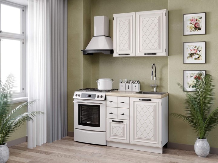 Кухонный гарнитур Марина 1500(Белый/Алебастр) в Смоленске - изображение