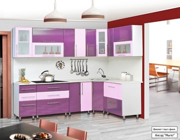 Угловая кухня Мыло 224 2600х1600, цвет Фиолет/Пастель фиолет в Смоленске