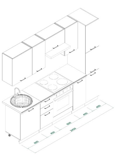 Кухонный гарнитур МК ТЕХНО Комплект №8 2,4м ПВХ Оленна в Смоленске - изображение 8