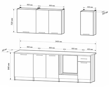 Гарнитур кухонный Моника 2,4 м (Дуб Сонома/Белый) в Смоленске - предосмотр 1