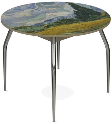 Кухонный раскладной стол Ривьера исп. круг хром №5 (Exclusive h254/белый) в Смоленске - изображение