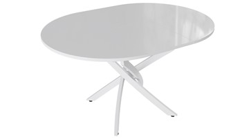 Обеденный раздвижной стол Diamond тип 3 (Белый муар/Белый глянец) в Смоленске - предосмотр 1