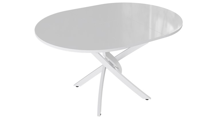 Обеденный раздвижной стол Diamond тип 3 (Белый муар/Белый глянец) в Смоленске - изображение 1