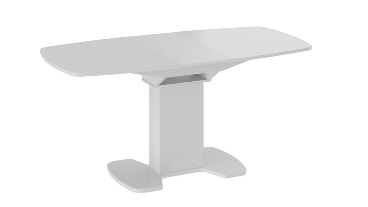 Кухонный раздвижной стол Портофино (СМ(ТД)-105.02.11(1)), цвет Белый глянец/Стекло белое в Смоленске - изображение 1