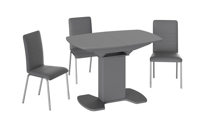 Кухонный стол раскладной Портофино (СМ(ТД)-105.01.11(1)), цвет Серое/Стекло серое матовое LUX в Смоленске - изображение 2
