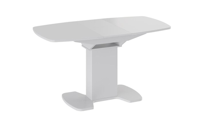 Кухонный раскладной стол Портофино (СМ(ТД)-105.01.11(1)), цвет  Белый глянец/Стекло белое в Смоленске - изображение 2