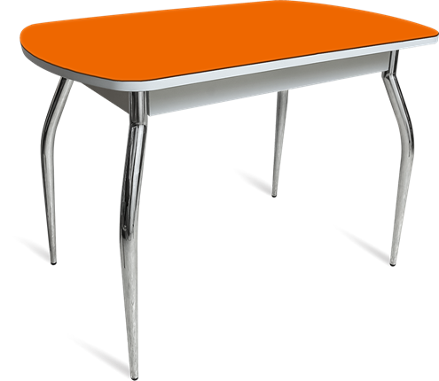 Стол ПГ-04 СТ белое/оранжевое/хром фигурные в Смоленске - изображение