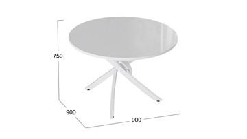 Обеденный стол Diamond тип 2 (Белый муар/Белый глянец) в Смоленске - предосмотр 1