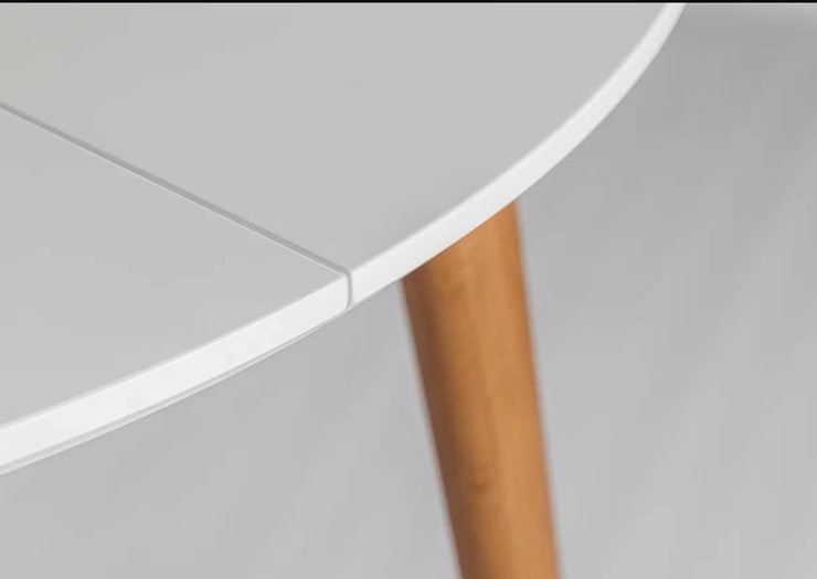 Кухонный раздвижной круглый стол Белая Эмаль д. 90 см МДФ ножки светлый орех в Смоленске - изображение 19