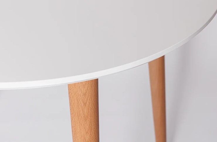 Кухонный раздвижной круглый стол Белая Эмаль д. 100 см МДФ ножки светлый орех в Смоленске - изображение 21