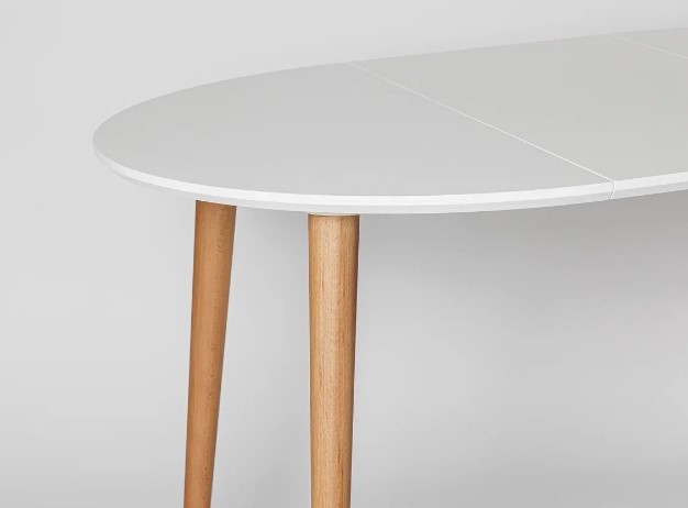 Кухонный раздвижной круглый стол Белая Эмаль д. 90 см МДФ ножки светлый орех в Смоленске - изображение 10