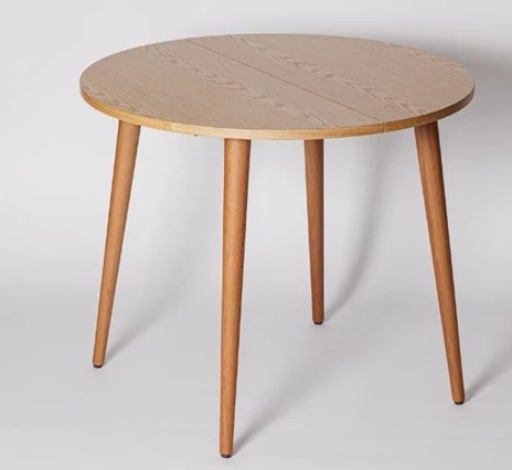 Кухонный стол круглый Шпон Дуба 677 С д. 100 см МДФ в Смоленске - изображение