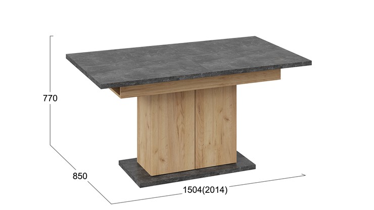 Кухонный раздвижной стол Детройт тип 1 (Дуб Крафт золотой/Ателье) в Смоленске - изображение 4