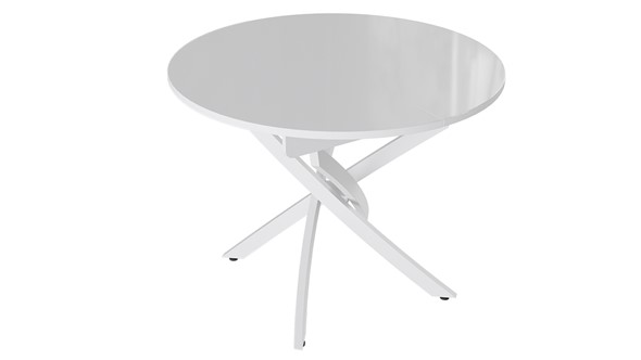 Обеденный раздвижной стол Diamond тип 3 (Белый муар/Белый глянец) в Смоленске - изображение