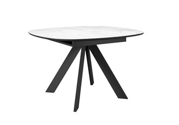 Овальный обеденный стол DikLine BK100 Керамика Белый мрамор/подстолье черное/опоры черные в Смоленске