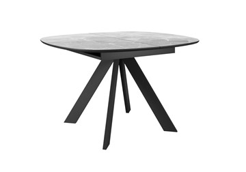 Обеденный раздвижной стол DikLine BK100 Керамика Серый мрамор/подстолье черное/опоры черные в Смоленске