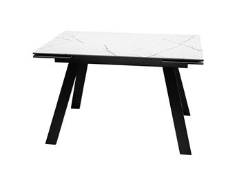 Обеденный раздвижной стол DikLine DKL140 Керамика Белый мрамор/опоры черные (2 уп.) в Смоленске