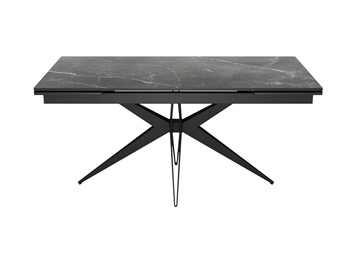 Кухонный стол раздвижной DikLine KW160 мрамор С45 (керамика черная)/опоры черные в Смоленске