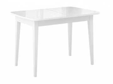 Кухонный раскладной стол Dikline M110 Белый/стекло белое глянец/ножки MM белые в Смоленске